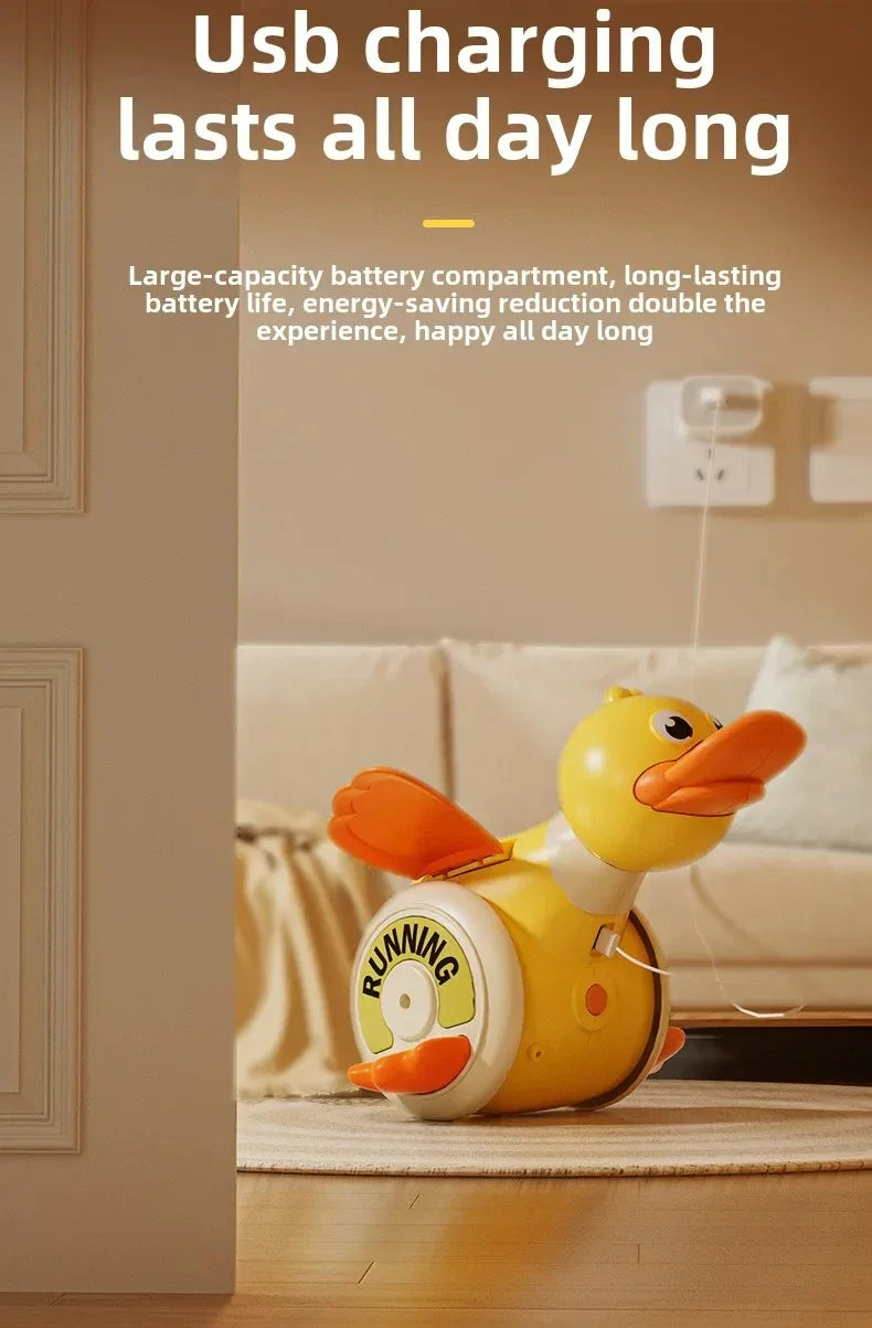 Infant Rotating Duck Baby Toy Sensory Crawling Dancing Running Tummy Time Learning Walking Gift for Boys & Girls