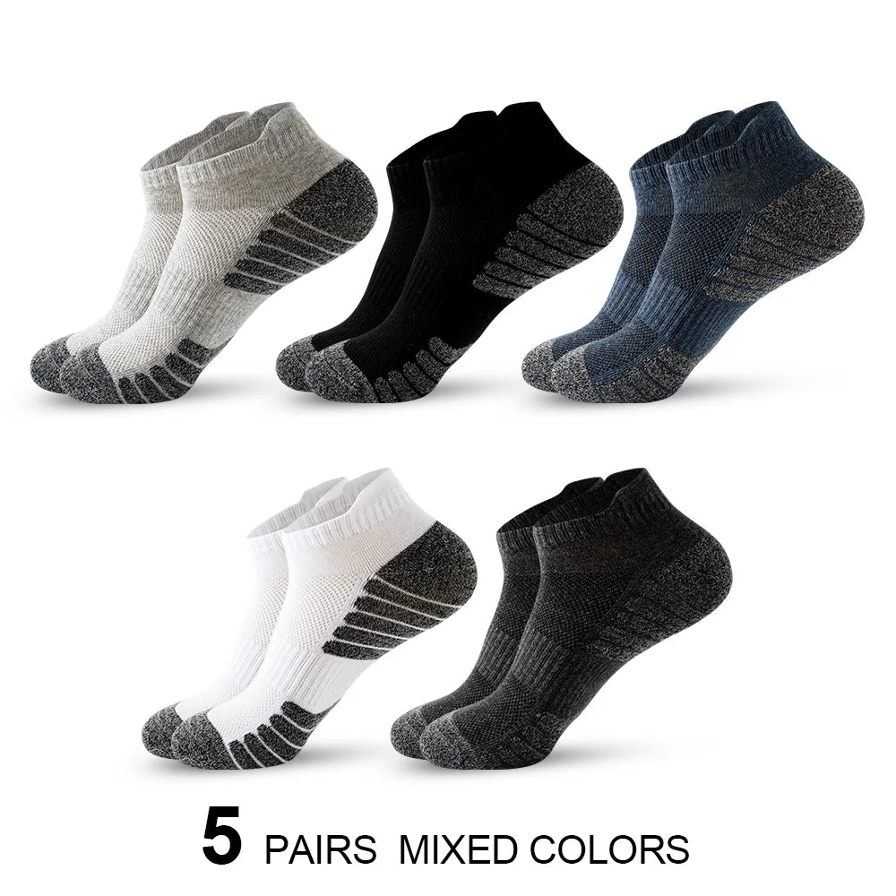 5 pairs of men's socks, cotton socks, anti odor and sweat absorbing sports socks