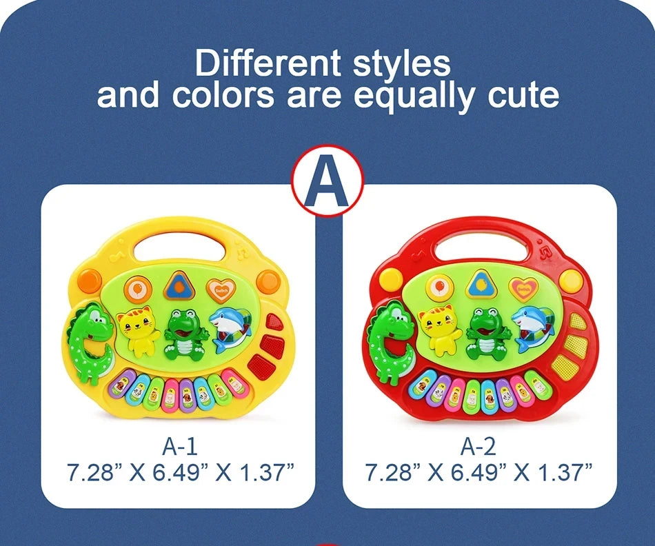 Kids Cartoon Piano Keyboard Game with Flashing Light Music Animal Sounds Baby Instrument Music Toys Educational Toys Kids Gifts