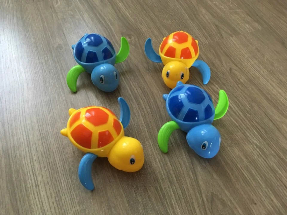 Cartoon Cute Tortoise Baby Water Bath Toys Classic Kids Infant Bathroom Mini Colorful Soft Floating Animals Figure Clockwork Toy
