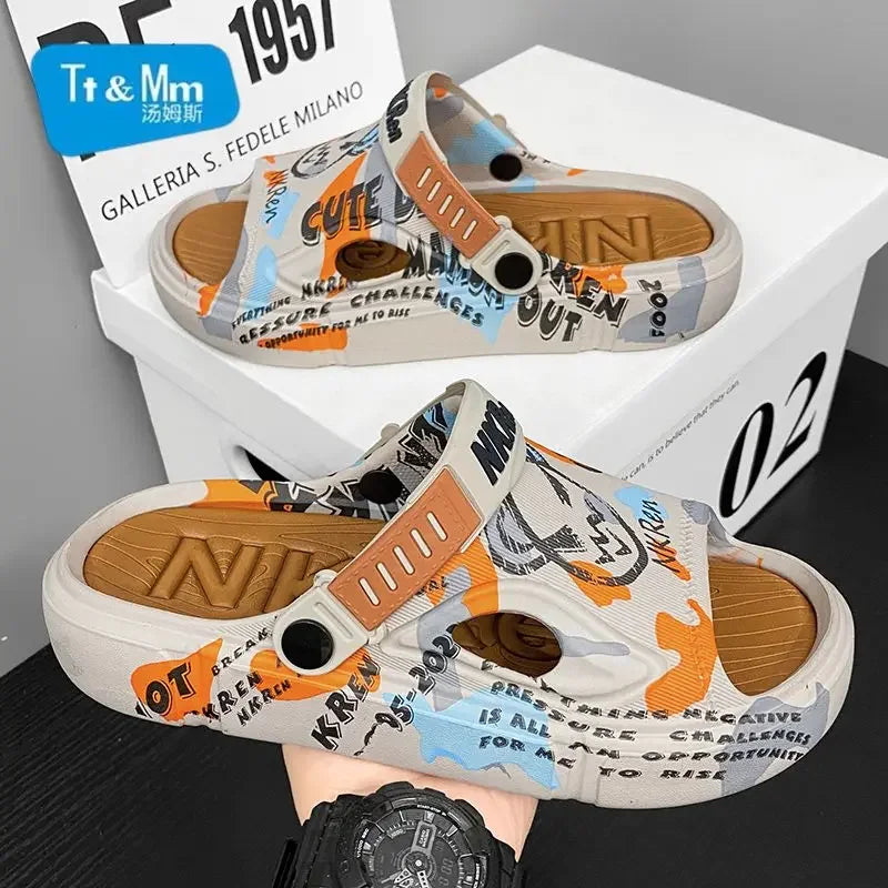 Summer Beach Sandals Man Outdoor Comfortable Rubber Slippers for Men Pvc Sale 2024 Style Eva Low Price Clappers Trend Fun Shoes