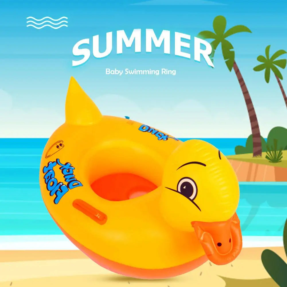 Inflatable Duck Swimming Ring with Handle Quacker Swimming Pool Ring PVC Floating Baby Swim Circle Kids Water Play Equipment
