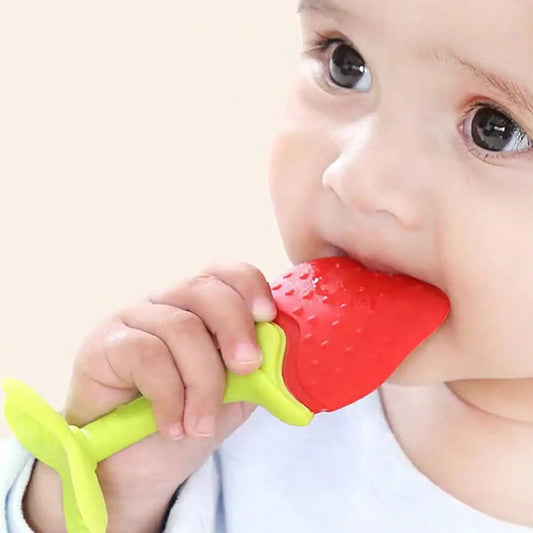 Strawberry, Grape-Shape Soft Silicone Baby Teether, Teething Ring