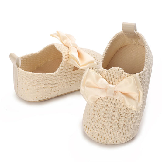 Cute Toddler Girl Knit Sandals with Bow Detail Lightweight Breathable Summer Shoes for Non-Slip Comfort