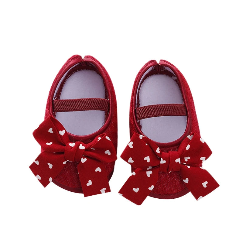 Cute Baby Girls Slip-On Shoes with Bow Detail Flexible Sole and Secure Elastic Band for Indoor and Outdoor Use