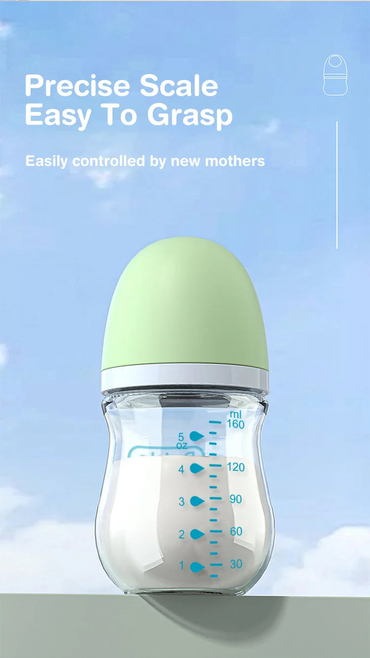 MAMIJOY 2PCS 90ML/160ML Baby Bottle Newborn Glass Bottles Anti-flatulence Milk Feeding Bottles Infant 0-3 Month BPA Free GB01＆02