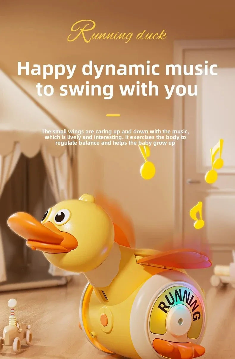 Infant Rotating Duck Baby Toy Sensory Crawling Dancing Running Tummy Time Learning Walking Gift for Boys & Girls