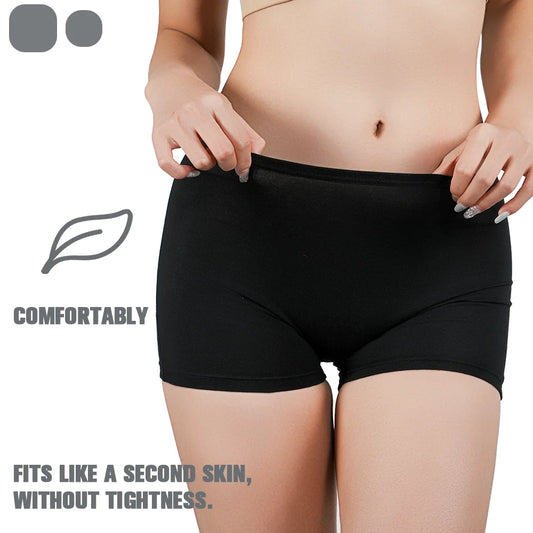 1pc Womens Cotton Safety Shorts Black Soft Four Corner Panties Comfy Fit Girls Under Skirt Anti Emptied Short Pants Large Size