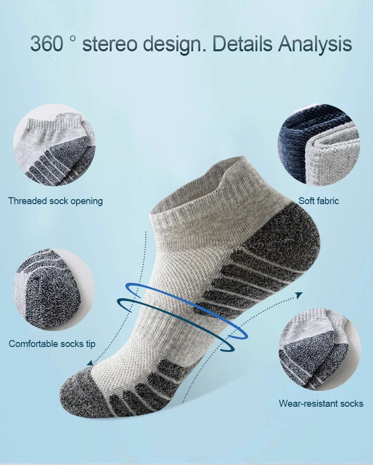 5 pairs of men's socks, cotton socks, anti odor and sweat absorbing sports socks