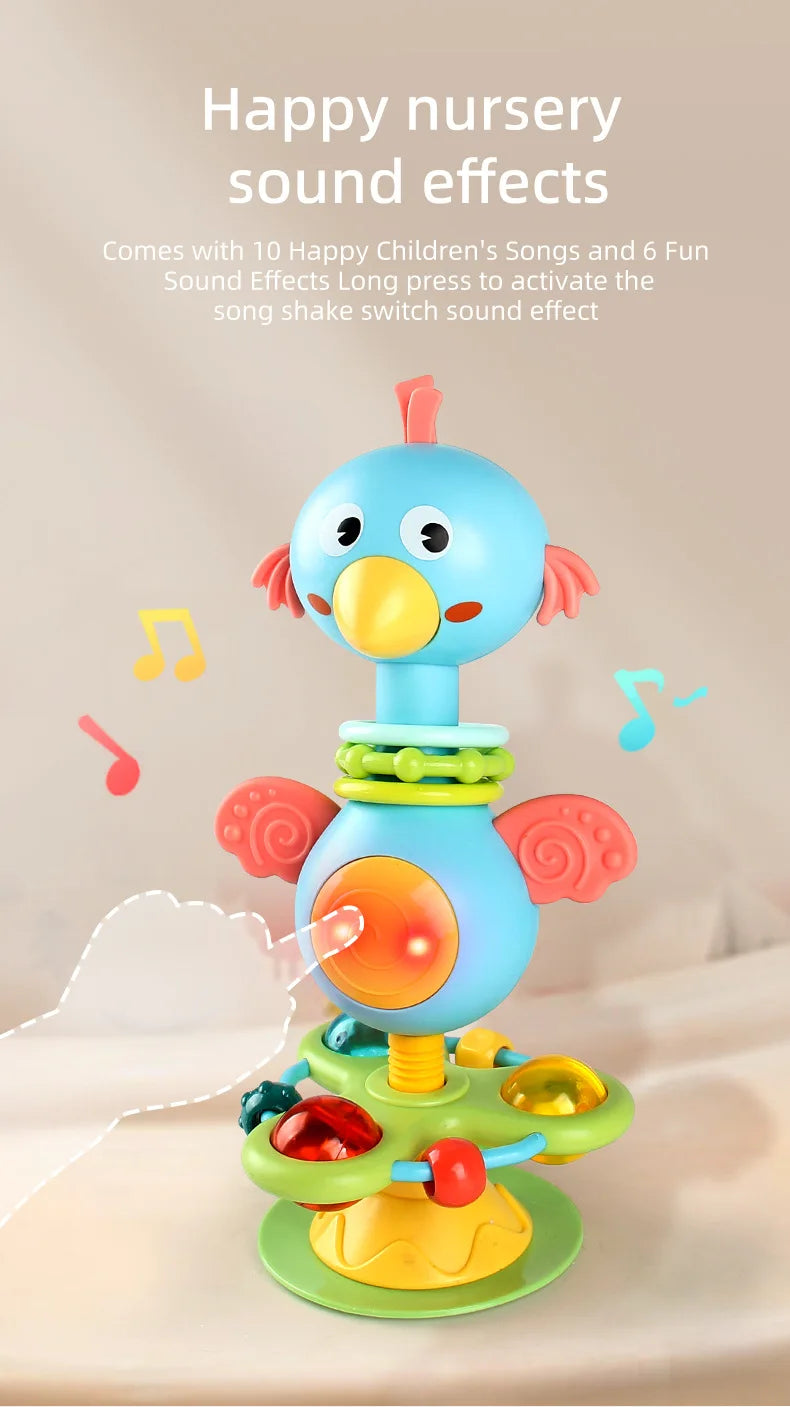 Cartoon Baby soothing ringing toy with fun sound effects nursery rhyme baby dining table suction cup puzzle early education toy