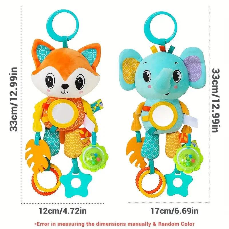 Crib Hanging Rattles Toys Baby Toys Cartoon Animal Spiral Hanging Toy with Ringing Bell Stroller Car Toys for Infant Newborn