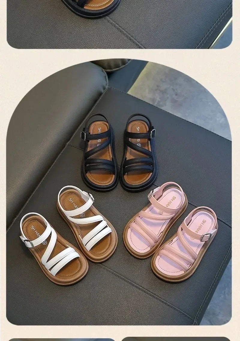 1-10Y Baby Girls Sandals Summer Children's New Cool Fashion Princess Cute Versatile Shoes for Students Flat Sandal Casual Shoe