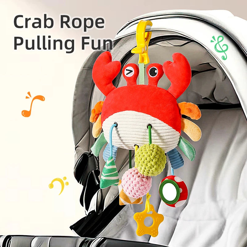 Silicone Crab Pull String Baby Teething Toy, Enhances Color Recognition, Hand-Eye Coordination, and Motor Skill, Birthday Gift