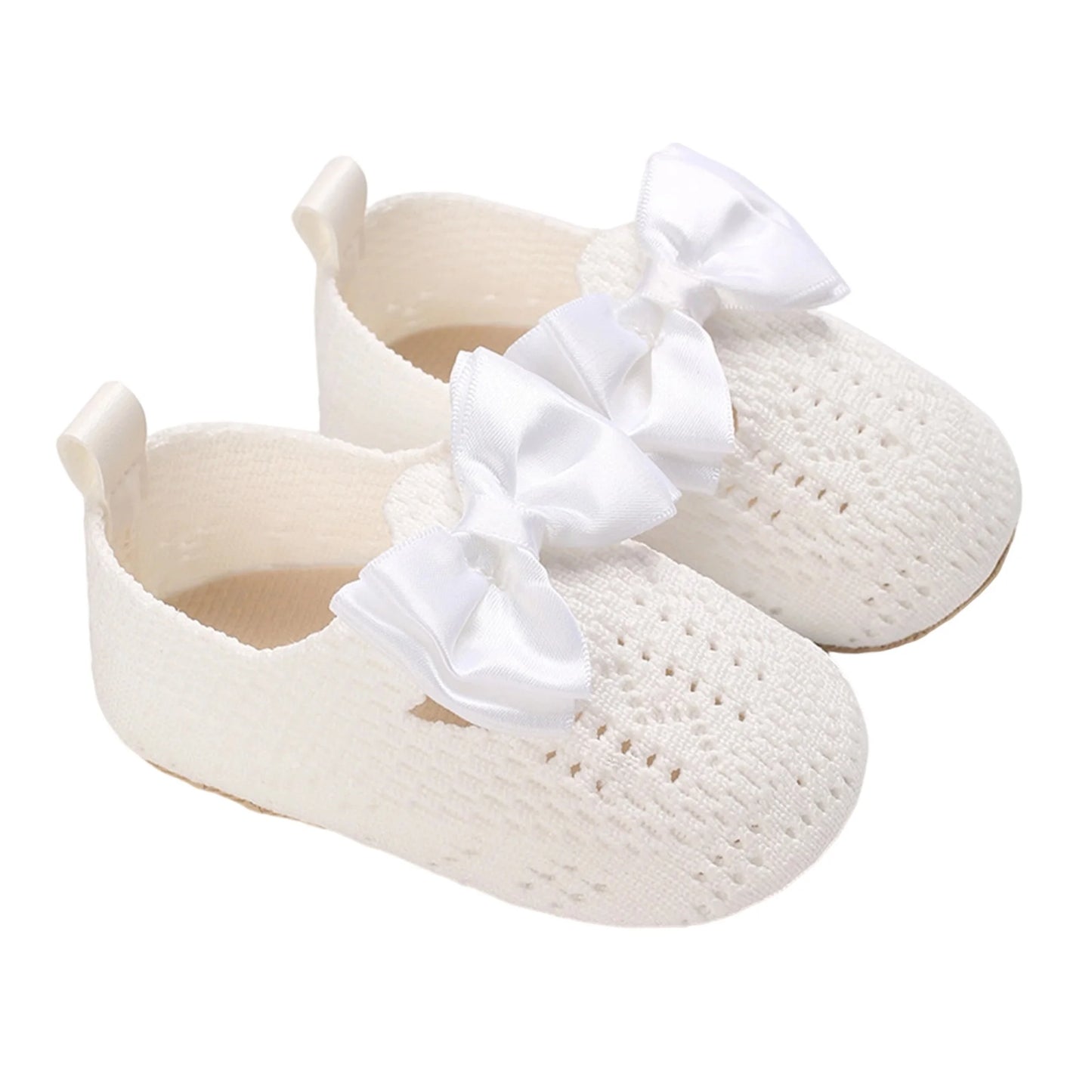 Cute Toddler Girl Knit Sandals with Bow Detail Lightweight Breathable Summer Shoes for Non-Slip Comfort