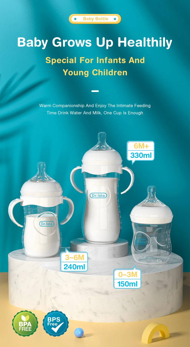 Baby Bottle Newborn Baby Bottle with Handle Milk Bottle Feeding Baby Bottles Newborn Feeding Cup BPA-Free 150/240/330ML