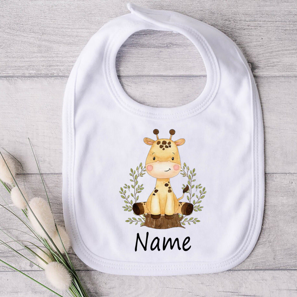 Personalized Baby Bibs Custom Name Toddler Bib Cute Animal Print Infant Bibs Newbron Shower Gift Boys Girls Bib Baby Burp Cloths