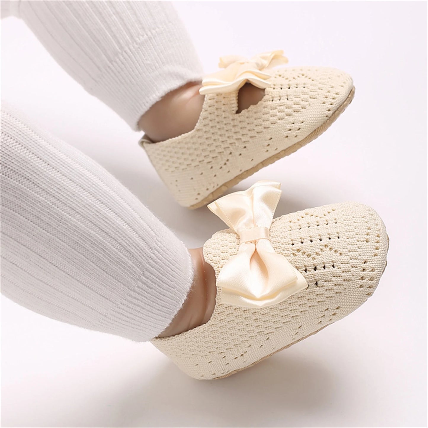Cute Toddler Girl Knit Sandals with Bow Detail Lightweight Breathable Summer Shoes for Non-Slip Comfort
