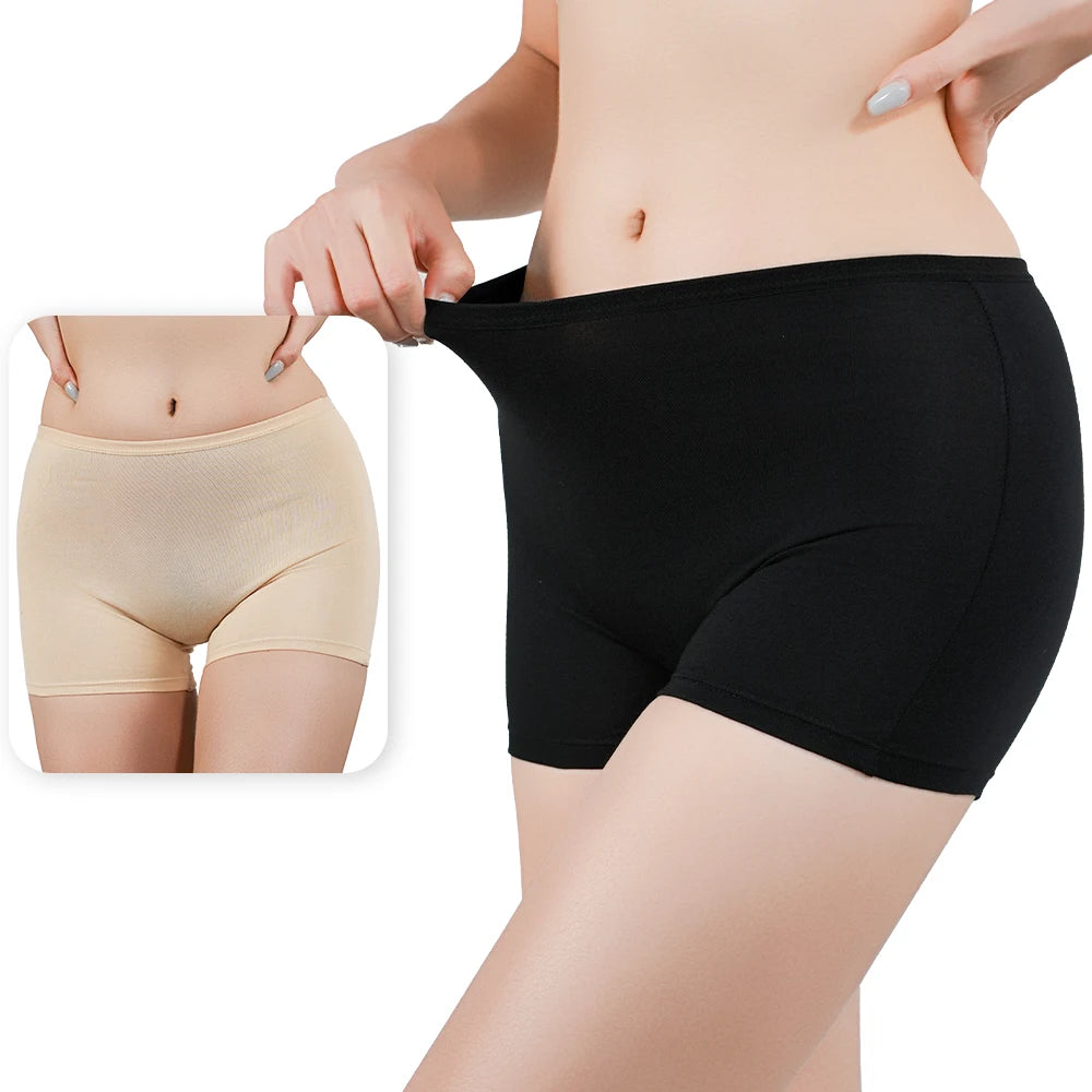 1pc Womens Cotton Safety Shorts Black Soft Four Corner Panties Comfy Fit Girls Under Skirt Anti Emptied Short Pants Large Size
