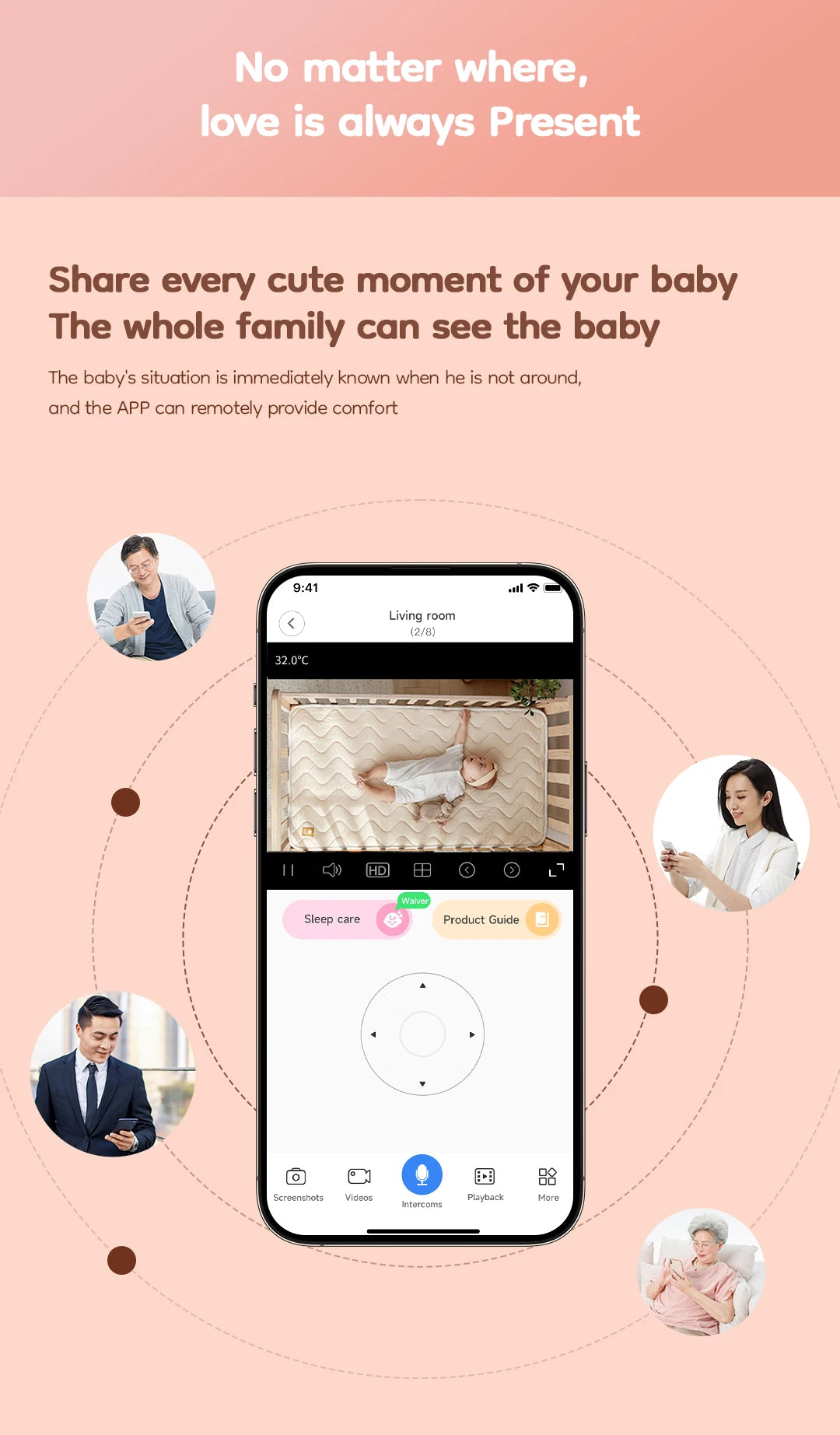 XIAOVV Baby Monitor 4MP WiFi indoor Cry detection Two-Way Audio Motion Detection Night Vision Baby Camera for Home Security Q2BM