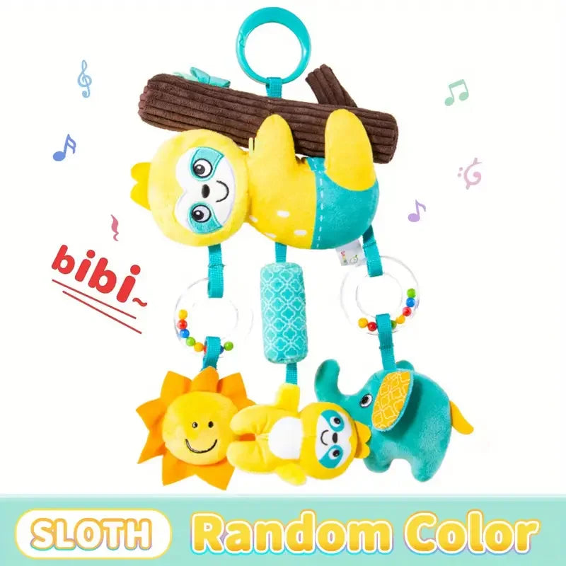 Crib Hanging Rattles Toys Baby Toys Cartoon Animal Spiral Hanging Toy with Ringing Bell Stroller Car Toys for Infant Newborn