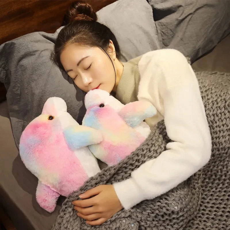 30CM Creative Toy Luminous Pillow Soft Stuffed Plush Glowing Colorful Dolphin Cushion Led Light Toy Gift For Kids Children Girls