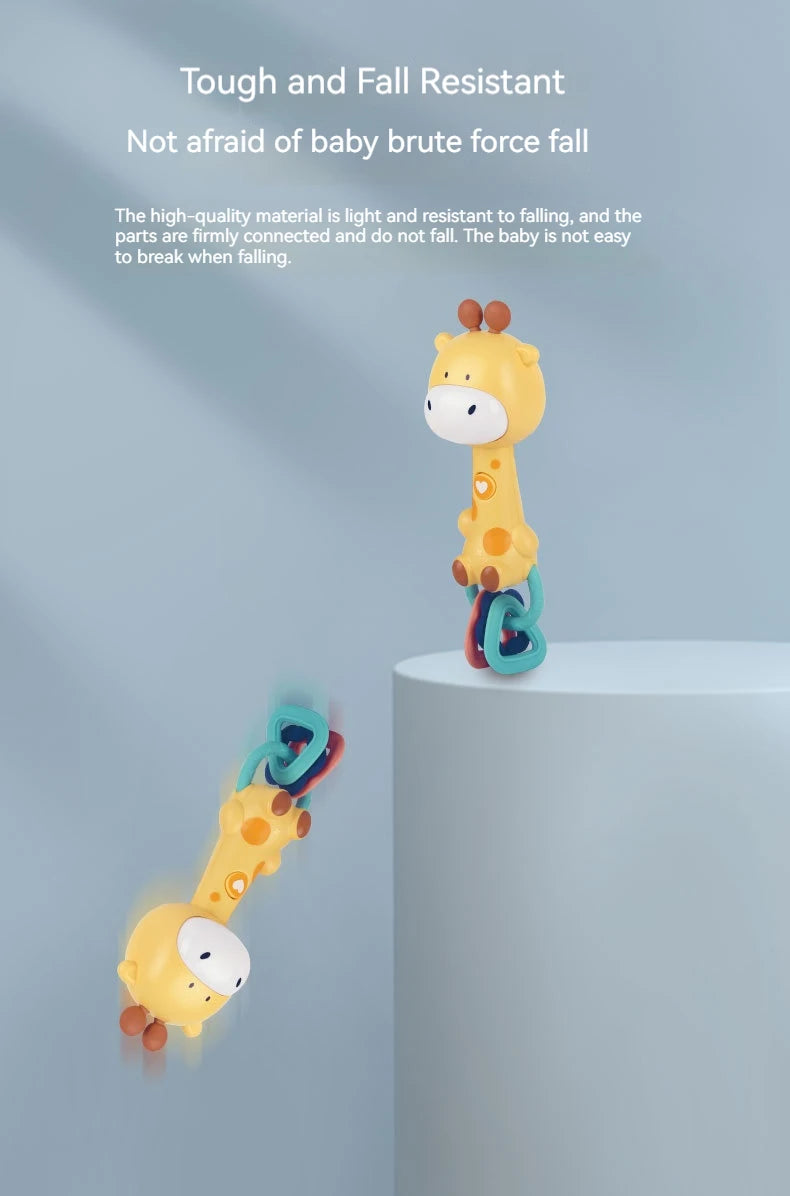 Baby Musical Rattle Toy-Light-Up Teether & Sensory Chew, BPA-Free Soft Rubber, Baby Shower & 1st Birthday Gift for 6-18 Months
