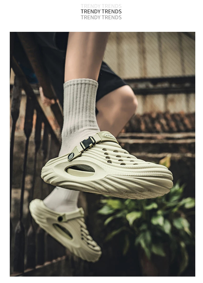 2025 Unisex Summer Slippers Men Clogs Platform Women Beach Sandals Outdoor Casual Non-slip Footwear Men Sandals
