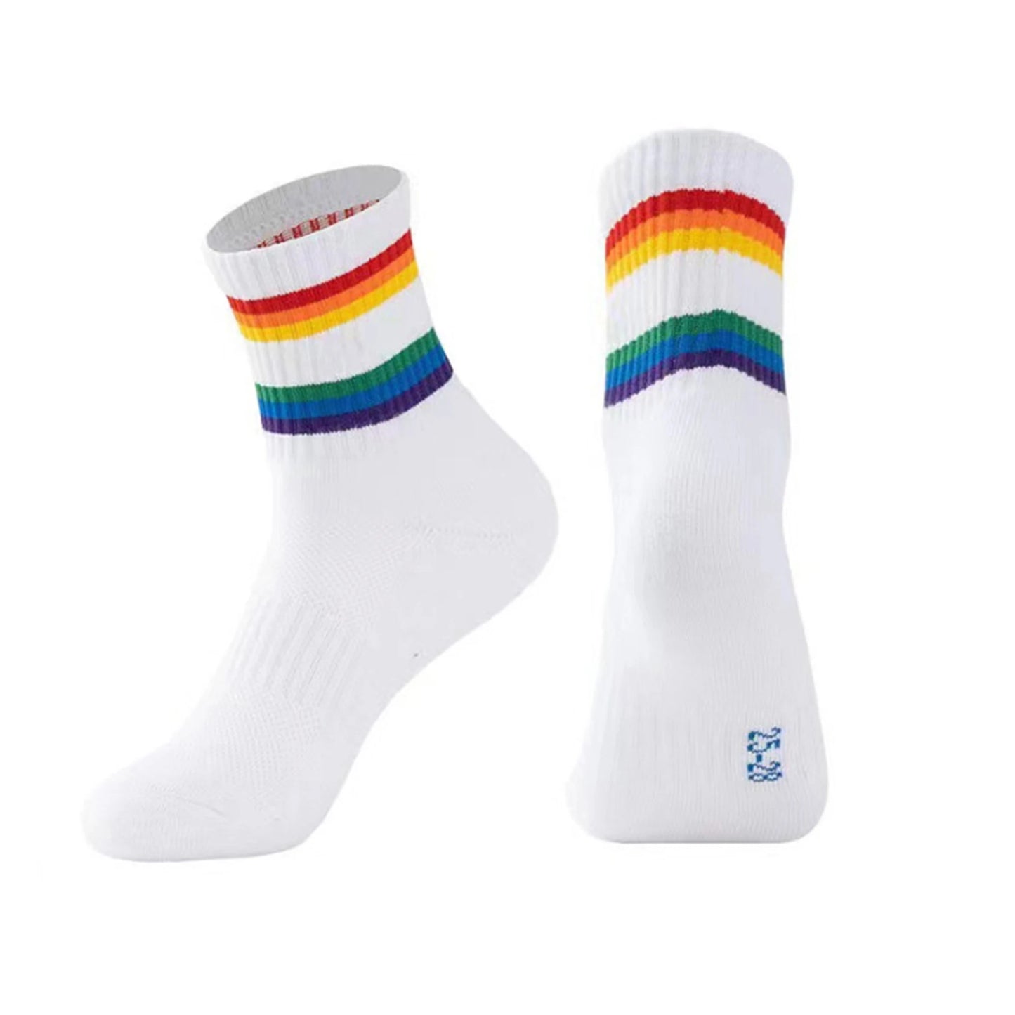 Colorful Compression Socks for Men Women Breathable Moisture-Wicking Athletic Socks with Rainbow Stripes Outdoor Sports Ankle
