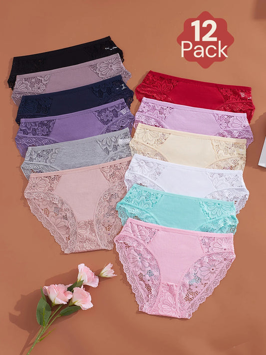12-piece set, sexy women's underwear, smooth invisible underwear, women's lace bikini, light and playful low-waist women's under