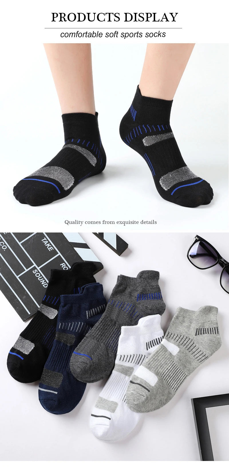 5 pairs of socks, men's anti odor socks, men's socks, sports basketball socks, sweat absorbing socks