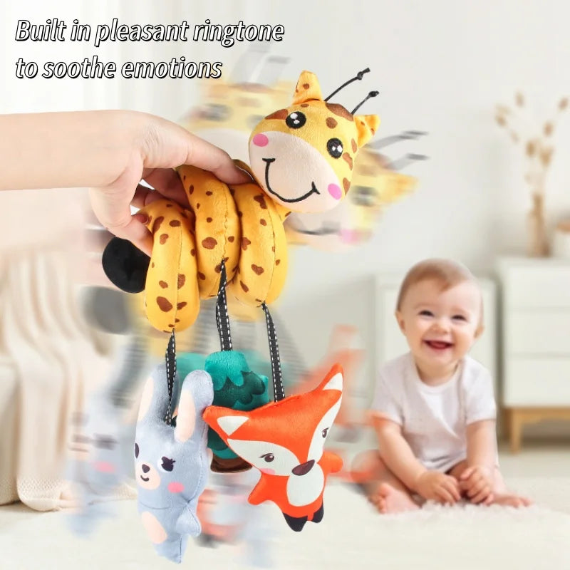 Giraffe Cartoon Bed Wrap Soothing Gripping Car Hanging Cart Black and White Vision Stimulating Baby Puzzle Toy Gift