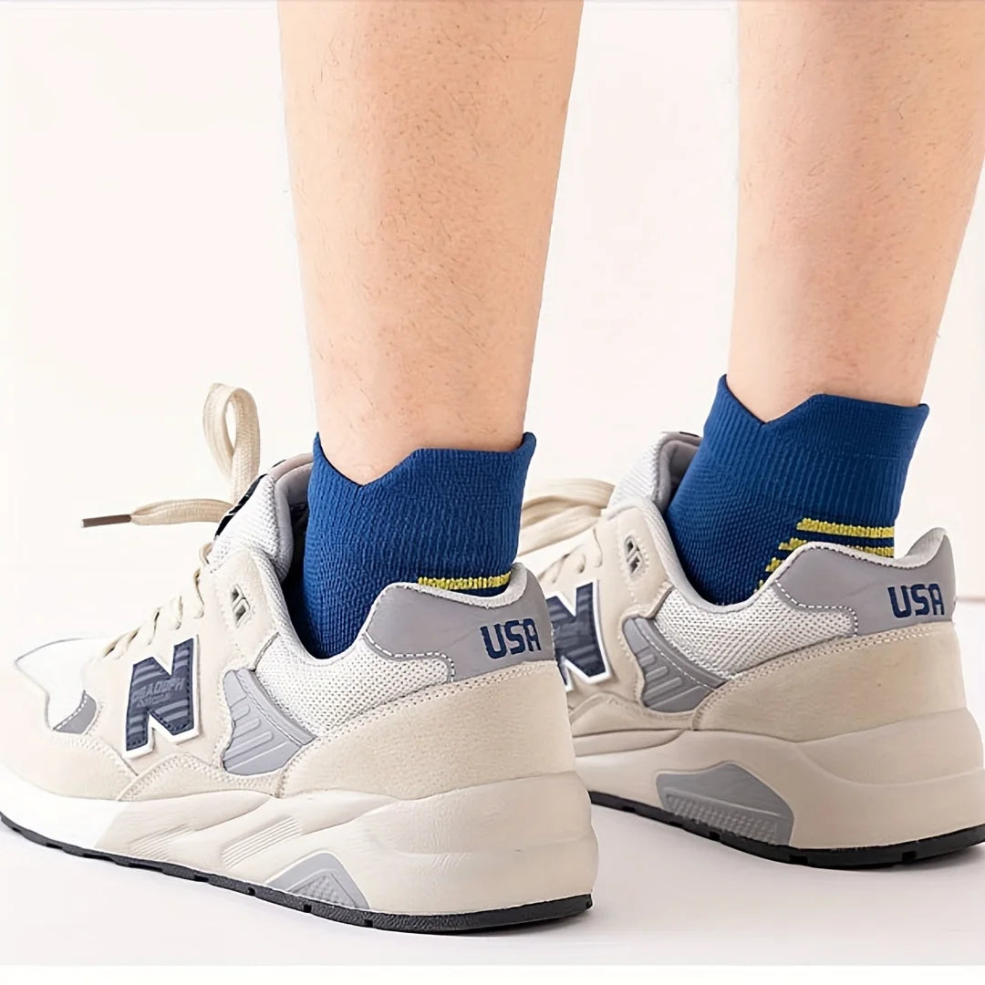 5 pairs of men's comfortable ankle socks, sports sweat absorbing and odor proof socks, suitable for outdoor running socks