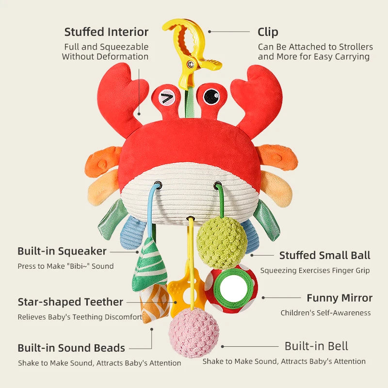 Silicone Crab Pull String Baby Teething Toy, Enhances Color Recognition, Hand-Eye Coordination, and Motor Skill, Birthday Gift
