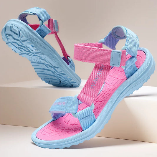 Summer Children's Sandals Girls Breathable Sport for Outdoor Beach Shoes Open-Toe Comfortable Walking Sandalies Size30-38