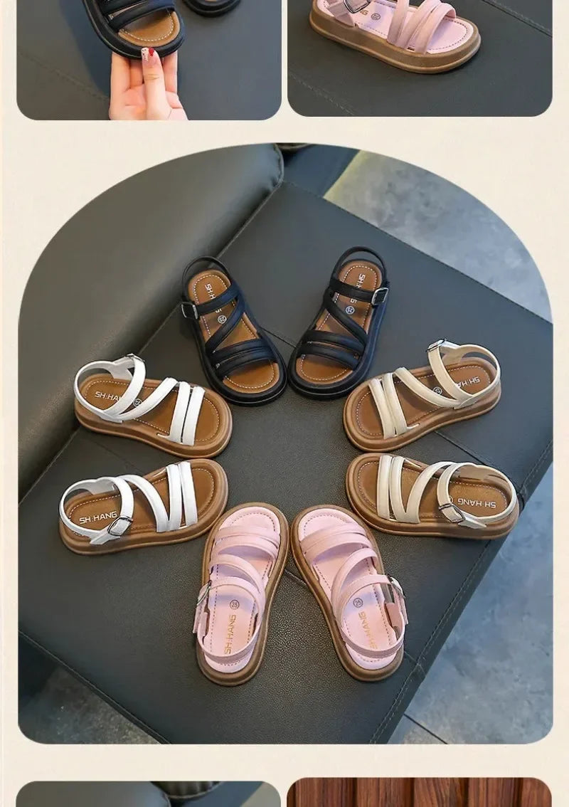 1-10Y Baby Girls Sandals Summer Children's New Cool Fashion Princess Cute Versatile Shoes for Students Flat Sandal Casual Shoe