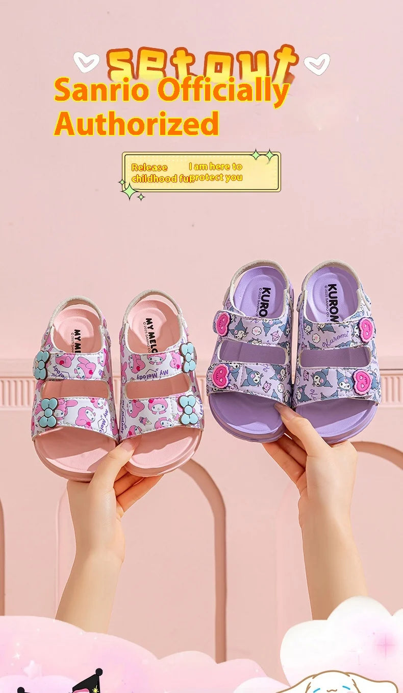 Girls Sanrio HelloKitty Sandals Kids Girls Spring Summer Little Kids Princess  Bow Fashion Teenage Shoes