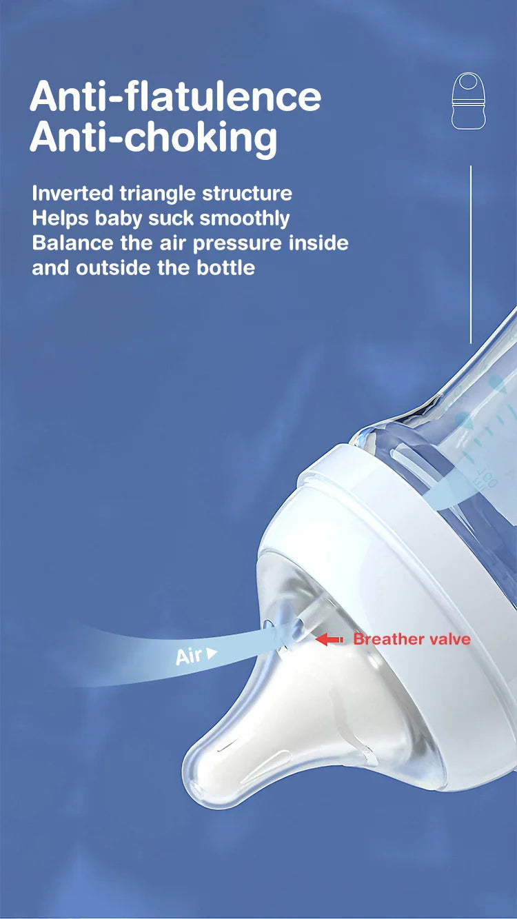 MAMIJOY 2PCS 90ML/160ML Baby Bottle Newborn Glass Bottles Anti-flatulence Milk Feeding Bottles Infant 0-3 Month BPA Free GB01＆02