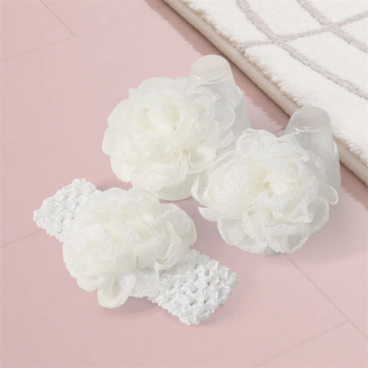 Adorable Baby Girls Hair Bow Clips and Socks Set Sweet Floral Headbands and Ankle Socks Infant Christening Outfit Accessory