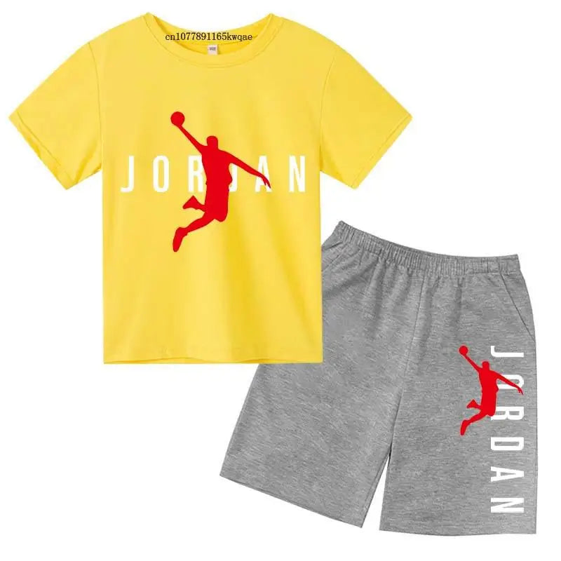 Kids Summer Leisure Letter Print 2pcs Soft T-shirts+Pants Suits 2-13 Years Boys Girls Fashion Outfits Sets Children Gift Clothes