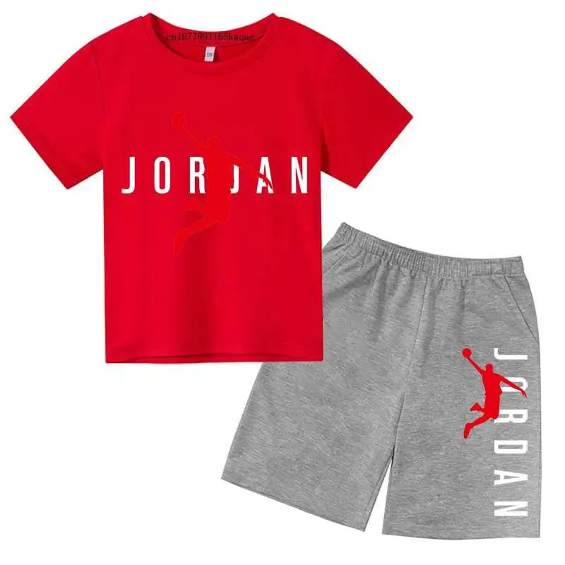 Kids Summer Leisure Letter Print 2pcs Soft T-shirts+Pants Suits 2-13 Years Boys Girls Fashion Outfits Sets Children Gift Clothes