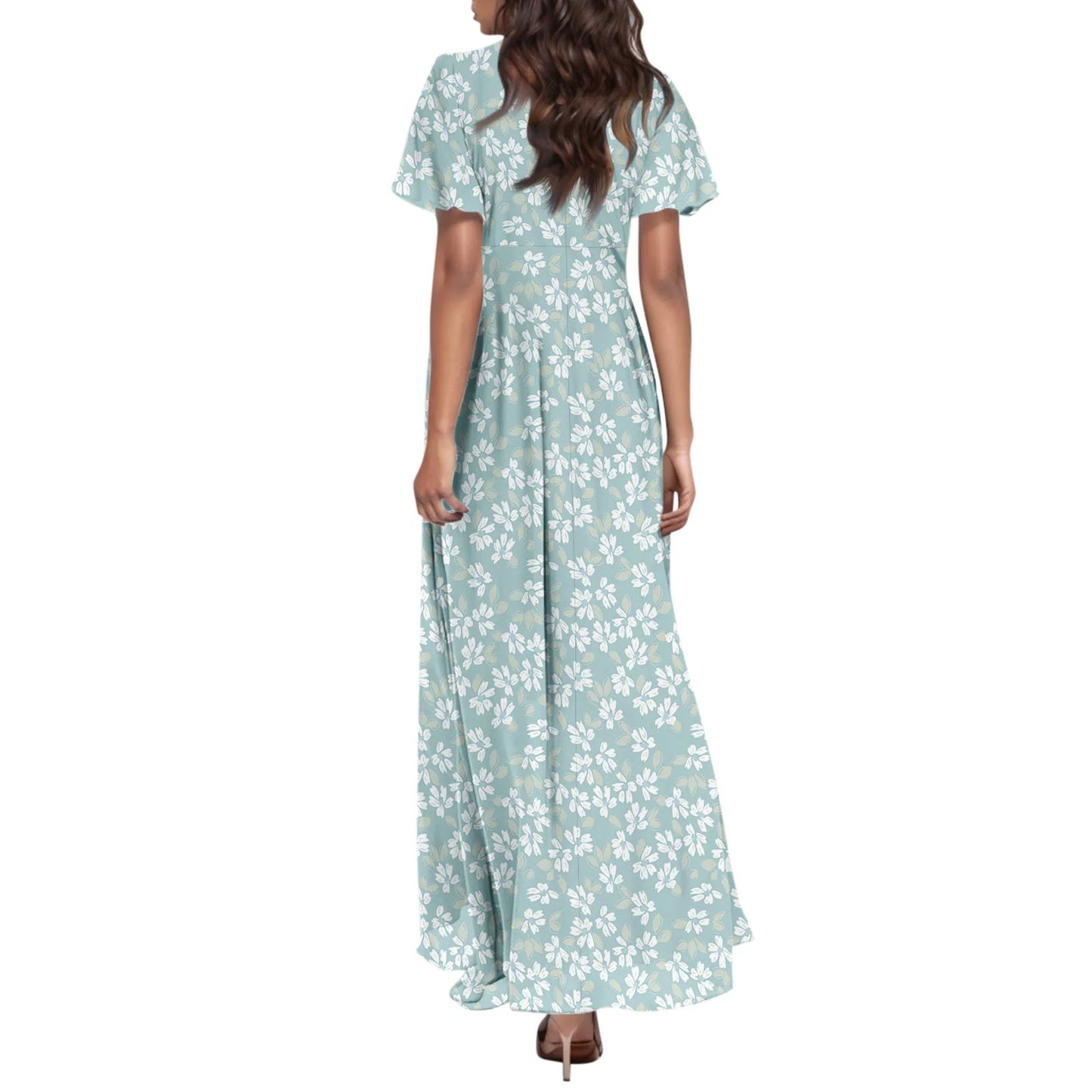 2025 Summer Dresses For Women Casual Short Sleeve Maxi Dresses Cute Floral Maxi Dress Evening Party Wedding Guest Dresses