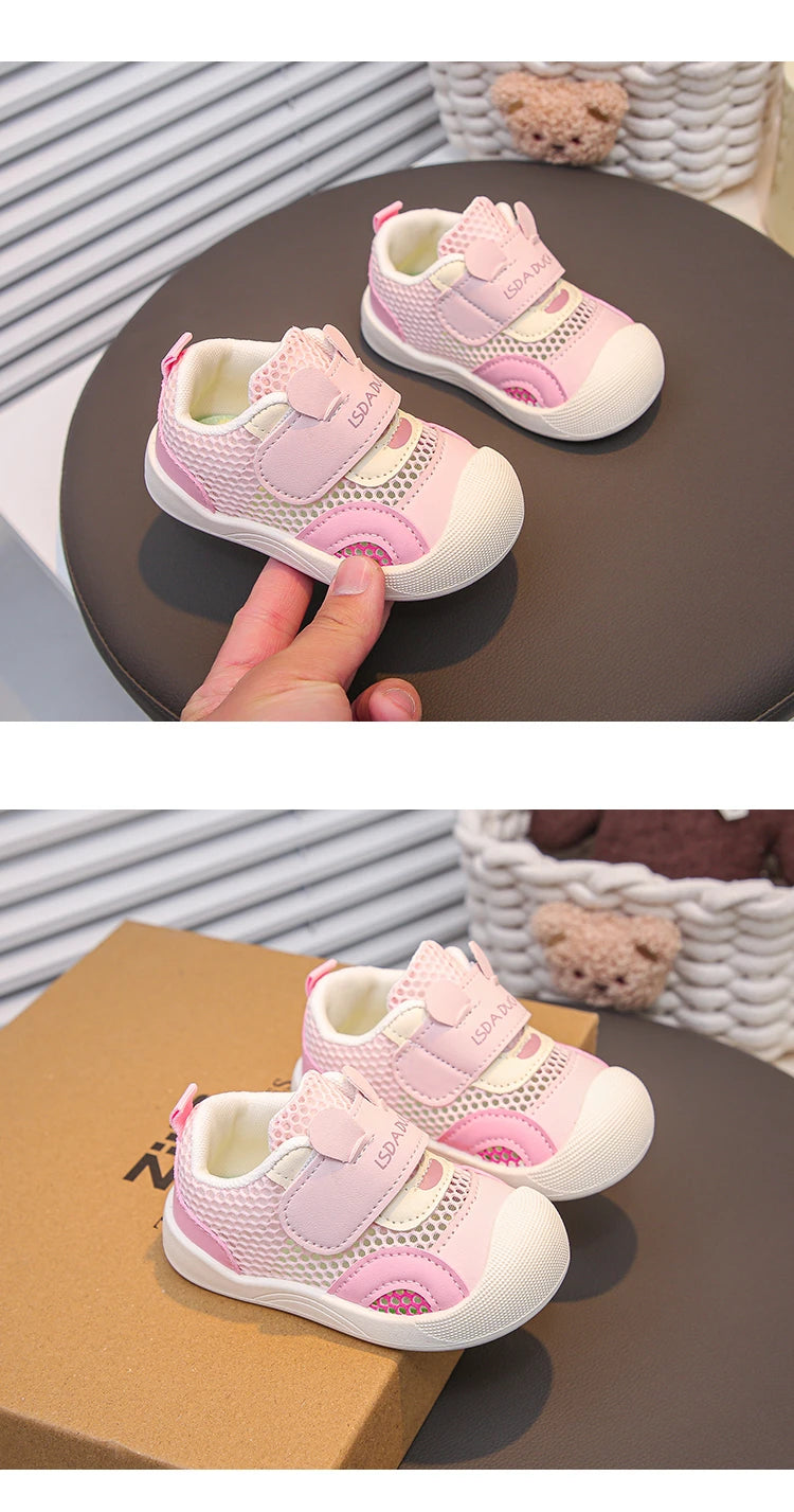 Baby Walking Shoes Cute Soft Sole Toddler Casual Shoes Toes Capped Non-slip 2025 New Fashion Boys Girls Flat Shoes Breathable