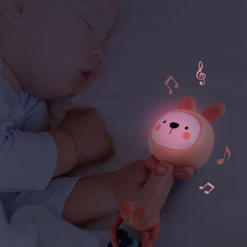 Baby Musical Rattle Toy-Light-Up Teether & Sensory Chew, BPA-Free Soft Rubber, Baby Shower & 1st Birthday Gift for 6-18 Months