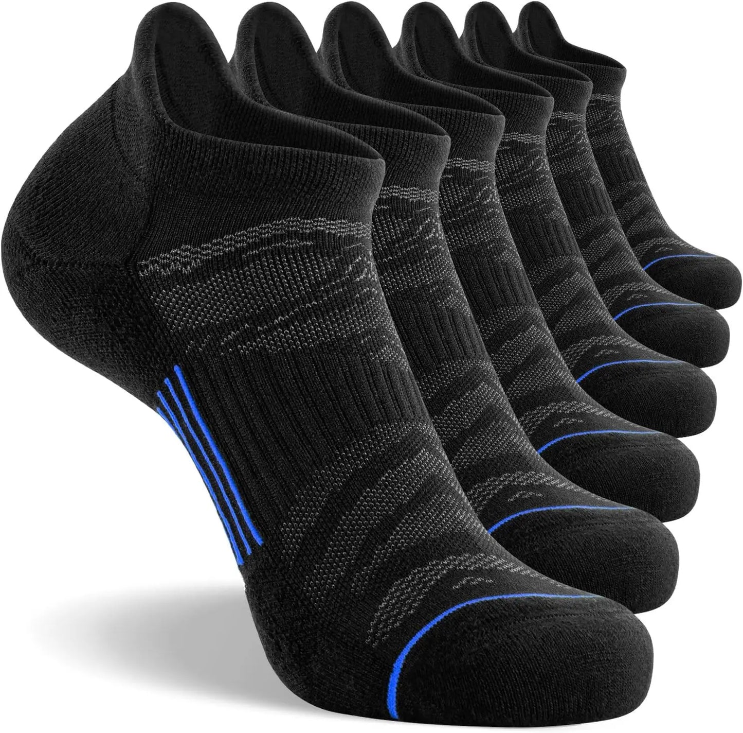 Men's 6 Pack Ankle Running Socks Low Cut Cushioned Athletic Sports Socks 7-9/9-12/12-15，Sports socks