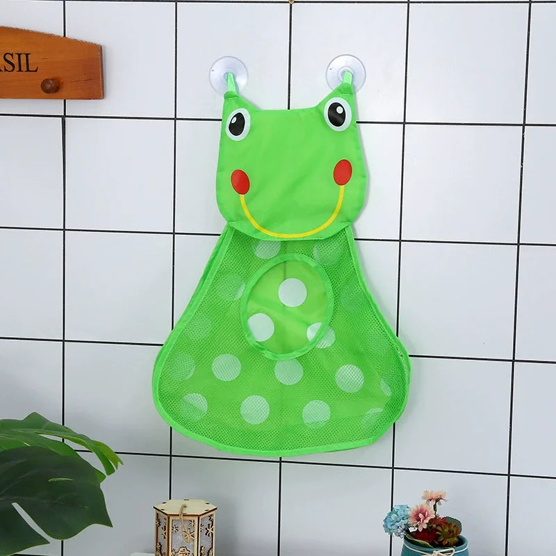 1pcs Cute Duck Tiger Frog Panda Bath Toys Mesh Net Storage Bag Strong Suction Cups Bath Game Bag Bathroom Organizer Water Toys