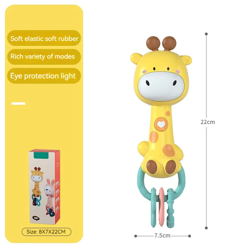 Baby Musical Rattle Toy-Light-Up Teether & Sensory Chew, BPA-Free Soft Rubber, Baby Shower & 1st Birthday Gift for 6-18 Months