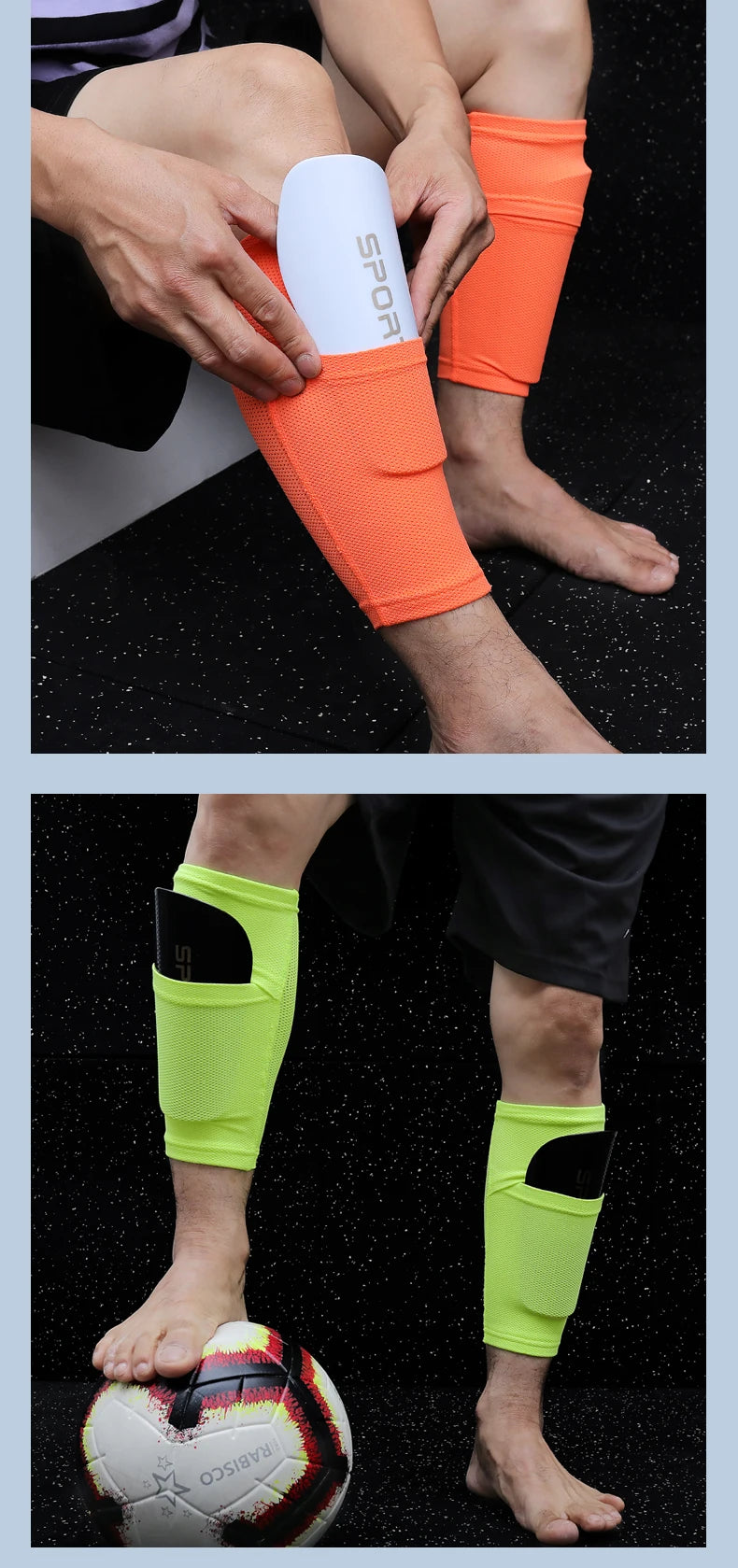 Unisex Youth Soccer Shin Guards Ankle Socks Lightweight Comfortable Durable Impact Training Protective Insert Board Gear Mens