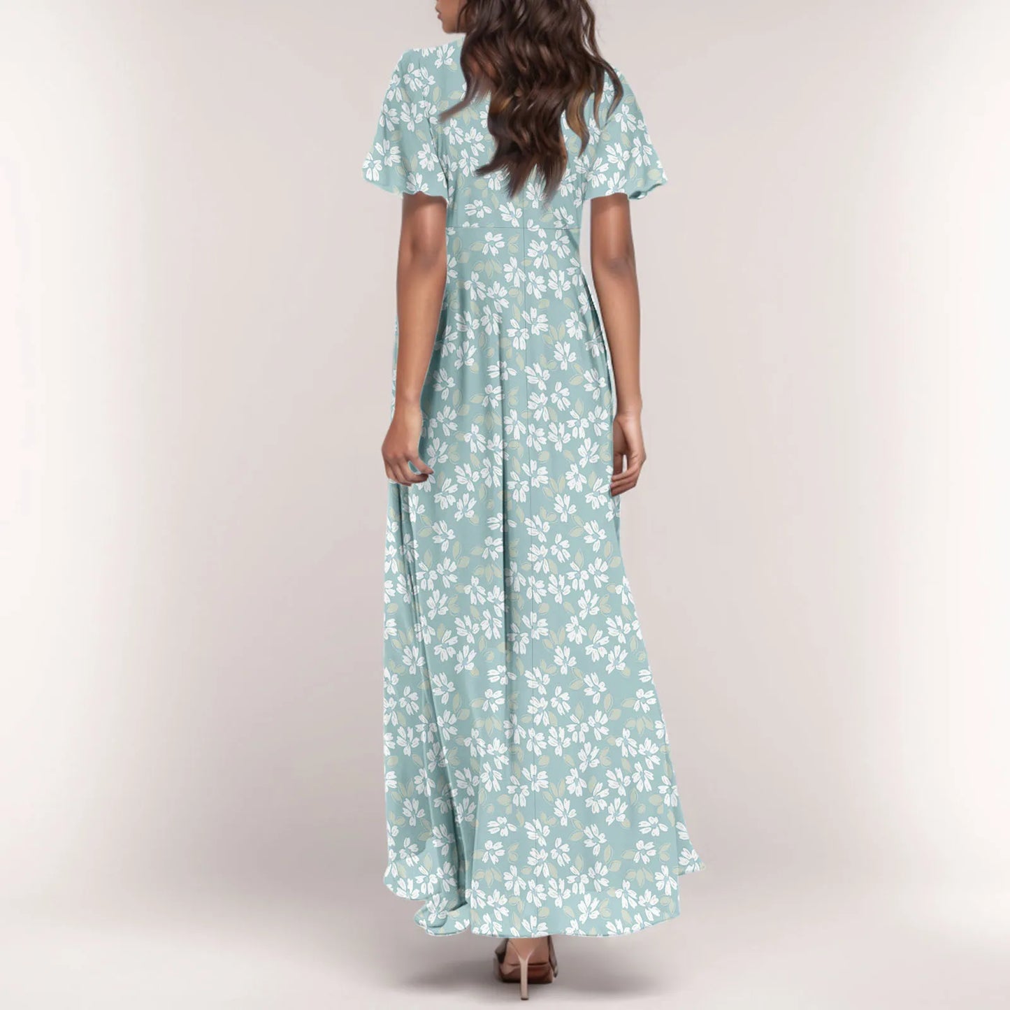 2025 Summer Dresses For Women Casual Short Sleeve Maxi Dresses Cute Floral Maxi Dress Evening Party Wedding Guest Dresses