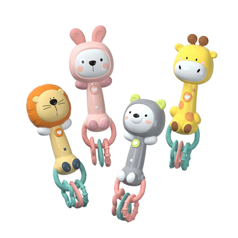 Baby Musical Rattle Toy-Light-Up Teether & Sensory Chew, BPA-Free Soft Rubber, Baby Shower & 1st Birthday Gift for 6-18 Months