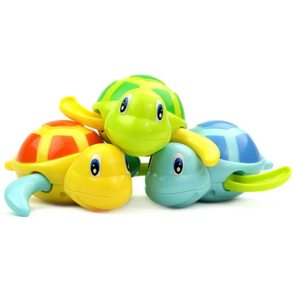 Cartoon Cute Tortoise Baby Water Bath Toys Classic Kids Infant Bathroom Mini Colorful Soft Floating Animals Figure Clockwork Toy